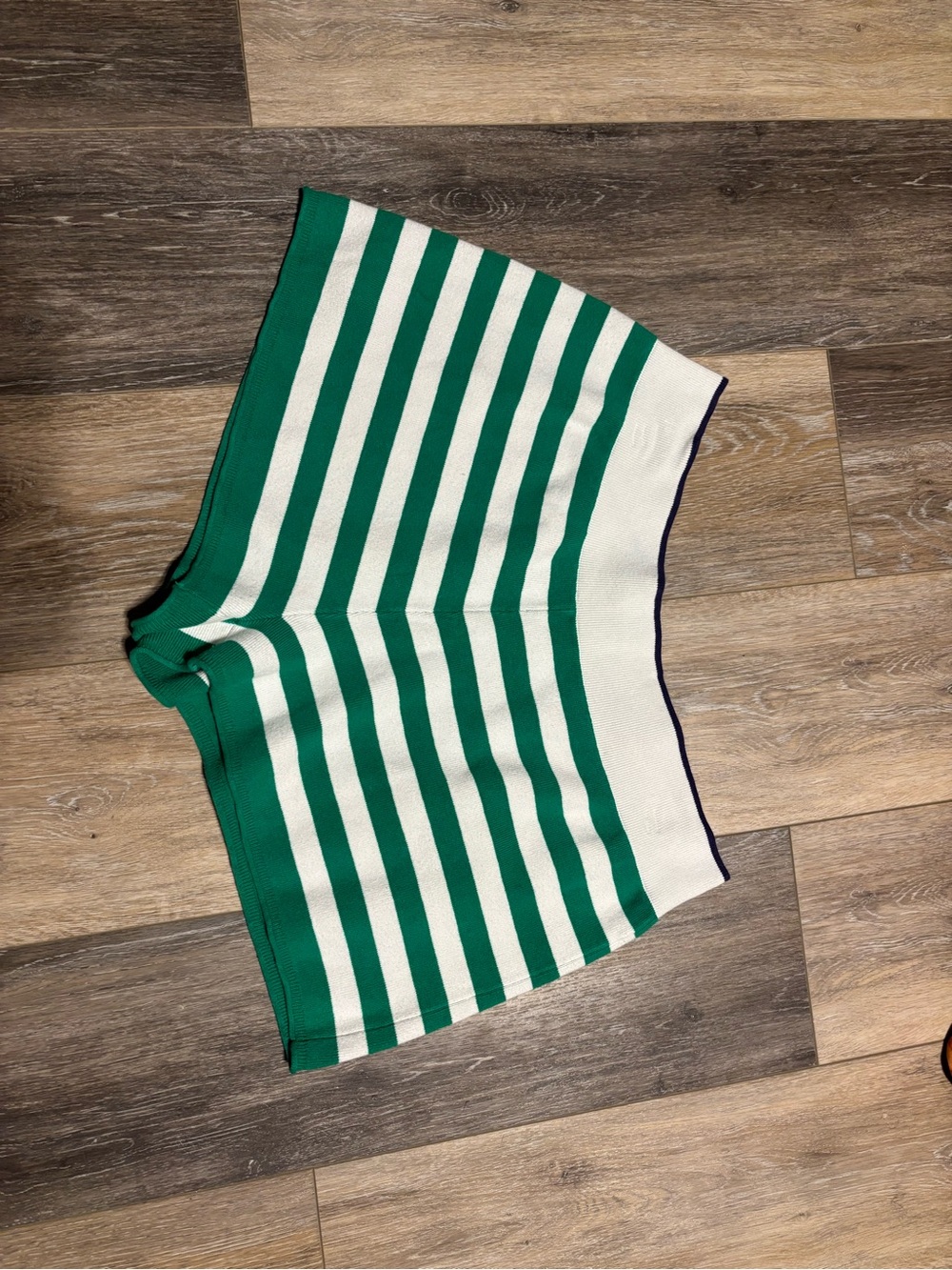 Daily Practice Green and White Striped Women’s Athletic Knit Shorts